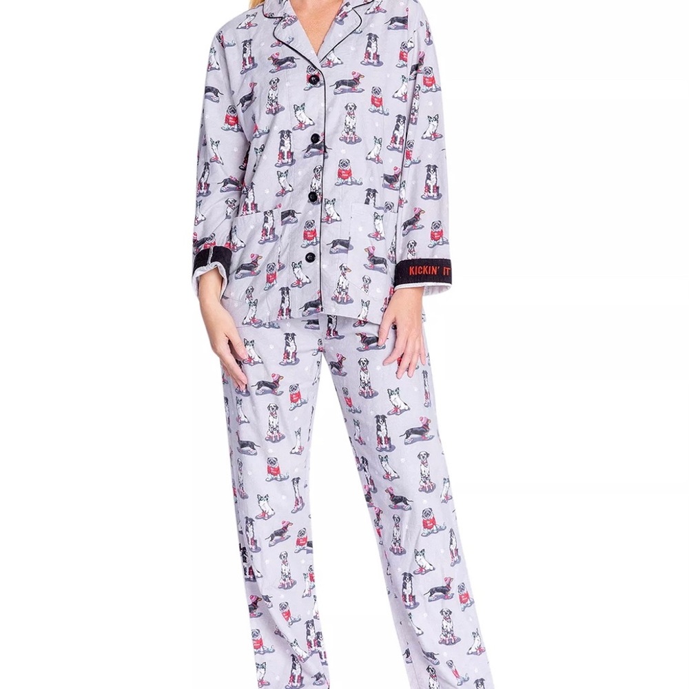 PJ Salvage Cotton Printed Flannel Pajamas & Headband Set—BRAND NEW